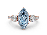 Rose gold Fancy Blue Marquise  Cut Three-Stone Diamond Pave Band with Prong Setting_37