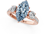 Rose gold Fancy Blue Marquise  Cut Three-Stone Diamond Pave Band with Prong Setting_38