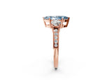 Rose gold Fancy Blue Marquise Cut Three-Stone Diamond Ring with Pavé Band and Four-Prong Setting_2