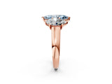Rose gold Fancy Blue Marquise Cut Three-Stone Diamond Ring with Prong Setting on a Classic Band_14