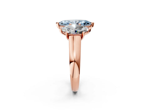 Rose gold Fancy Blue Marquise Cut Three-Stone Diamond Ring with Prong Setting on a Classic Band_2