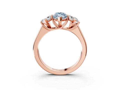 Rose gold Fancy Blue Marquise Cut Three-Stone Diamond Ring with Prong Setting on a Classic Band_3