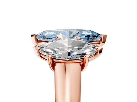 Rose gold Fancy Blue Marquise Cut Three-Stone Diamond Ring with Prong Setting on a Classic Band_5