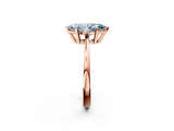 Rose gold Fancy Blue Marquise  Cut Three-Stone Solitaire Ring with Round Accent Diamonds and Four-Prong Setting_21