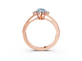 Rose gold Fancy Blue Marquise  Cut Three-Stone Solitaire Ring with Round Accent Diamonds and Four-Prong Setting_22