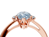 Rose gold Fancy Blue Marquise  Cut Three-Stone Solitaire Ring with Round Accent Diamonds and Four-Prong Setting_23