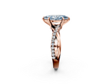 Rose gold Fancy Blue Marquise  Cut Twist Band Solitaire Diamond Ring with Pavé Setting_5