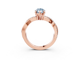 Rose gold Fancy Blue Marquise  Cut Twist Band Solitaire Diamond Ring with Pavé Setting_6