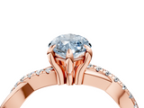 Rose gold Fancy Blue Marquise  Cut Twist Band Solitaire Diamond Ring with Pavé Setting_7