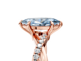 Rose gold Fancy Blue Marquise  Cut Twist Band Solitaire Diamond Ring with Pavé Setting_8