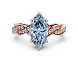 Rose gold Fancy Blue Marquise  Cut Twisted Pavé Band Solitaire Ring with Four-Prong Setting_55