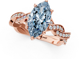 Rose gold Fancy Blue Marquise  Cut Twisted Pavé Band Solitaire Ring with Four-Prong Setting_56