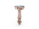 Rose gold Fancy Blue Marquise  Cut Twisted Pavé Band Solitaire Ring with Four-Prong Setting_57