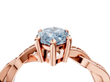 Rose gold Fancy Blue Marquise  Cut Twisted Pavé Band Solitaire Ring with Four-Prong Setting_59