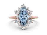 Rose gold Fancy Blue Marquise  Diamond Cluster Halo Ring with Solitaire Band and Four-Prong Setting_20