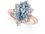 Rose gold Fancy Blue Marquise  Diamond Cluster Halo Ring with Solitaire Band and Four-Prong Setting_21