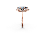 Rose gold Fancy Blue Marquise  Diamond Cluster Halo Ring with Solitaire Band and Four-Prong Setting_22