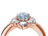 Rose gold Fancy Blue Marquise  Diamond Cluster Halo Ring with Solitaire Band and Four-Prong Setting_24