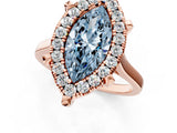 Rose gold Fancy Blue Marquise  Diamond Cluster Halo Solitaire with Four-Prong Setting_78