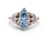 Rose gold Fancy Blue Marquise  Diamond Cluster Leaf Design Ring with Prong Setting_69