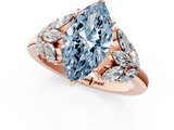 Rose gold Fancy Blue Marquise  Diamond Cluster Leaf Design Ring with Prong Setting_70