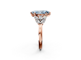 Rose gold Fancy Blue Marquise  Diamond Cluster Leaf Design Ring with Prong Setting_71