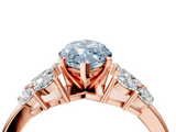 Rose gold Fancy Blue Marquise  Diamond Cluster Leaf Design Ring with Prong Setting_73