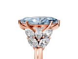 Rose gold Fancy Blue Marquise  Diamond Cluster Leaf Design Ring with Prong Setting_74