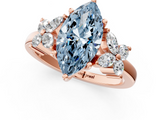 Rose gold Fancy Blue Marquise  Diamond Floral Cluster Ring with Solitaire Band and Prong Setting_33