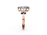 Rose gold Fancy Blue Marquise  Diamond Floral Cluster Ring with Solitaire Band and Prong Setting_34