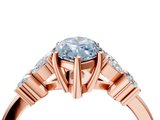 Rose gold Fancy Blue Marquise  Diamond Floral Cluster Ring with Solitaire Band and Prong Setting_36