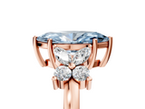 Rose gold Fancy Blue Marquise  Diamond Floral Cluster Ring with Solitaire Band and Prong Setting_37