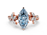 Rose gold Fancy Blue Marquise  Diamond Floral Vine Solitaire Engagement Ring_3