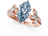 Rose gold Fancy Blue Marquise  Diamond Floral Vine Solitaire Engagement Ring_4