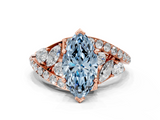 Rose gold Fancy Blue Marquise  Diamond Halo Ring with Marquise and Pavé Band in Prong Setting_55