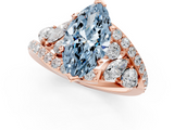 Rose gold Fancy Blue Marquise  Diamond Halo Ring with Marquise and Pavé Band in Prong Setting_56