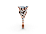Rose gold Fancy Blue Marquise  Diamond Halo Ring with Marquise and Pavé Band in Prong Setting_57