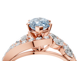 Rose gold Fancy Blue Marquise  Diamond Halo Ring with Marquise and Pavé Band in Prong Setting_59