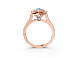 Rose gold Fancy Blue Marquise  Diamond Halo Ring with Milgrain Frame and Pavé Band_62