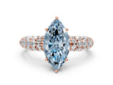 Rose gold Fancy Blue Marquise  Diamond Pavé Band Solitaire Ring with Four-Prong Setting_48