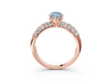 Rose gold Fancy Blue Marquise  Diamond Pavé Band Solitaire Ring with Four-Prong Setting_51