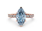 Rose gold Fancy Blue Marquise  Diamond Pavé Band Solitaire with Four-Prong Setting_201