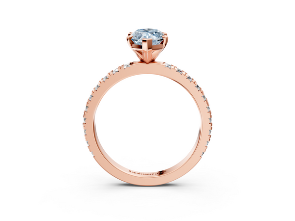 Rose gold Fancy Blue Marquise  Diamond Pavé Band Solitaire with Four-Prong Setting