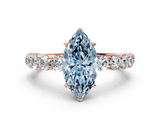 Rose gold Fancy Blue Marquise  Diamond Pavé Band Solitaire with Four-Prong Setting_3