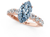 Rose gold Fancy Blue Marquise  Diamond Pavé Band Solitaire with Four-Prong Setting_4