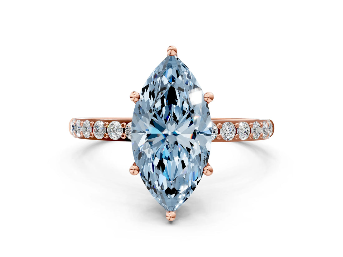 Rose gold Fancy Blue Marquise  Diamond Pavé Band with Six-Prong Setting_27