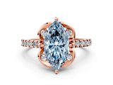Rose gold Fancy Blue Marquise  Diamond Pave Band with Floral Prong Setting_27