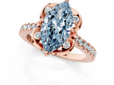 Rose gold Fancy Blue Marquise  Diamond Pave Band with Floral Prong Setting_28