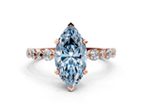 Rose gold Fancy Blue Marquise  Diamond Prong Set Engagement Ring with Pave Band_260