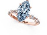 Rose gold Fancy Blue Marquise  Diamond Prong Set Engagement Ring with Pave Band_261